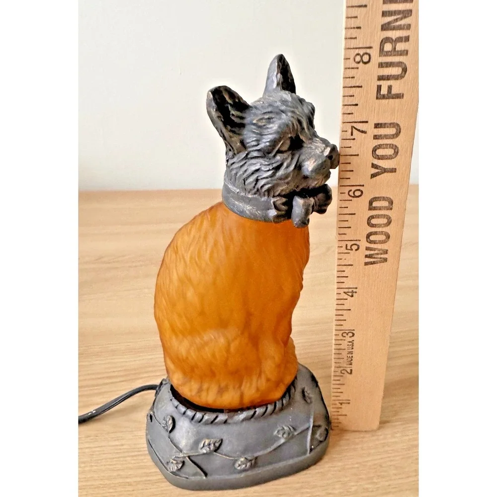 Lighted Cat Lamp Amber Glow Accent Light Vintage Style Table Lamp Tested